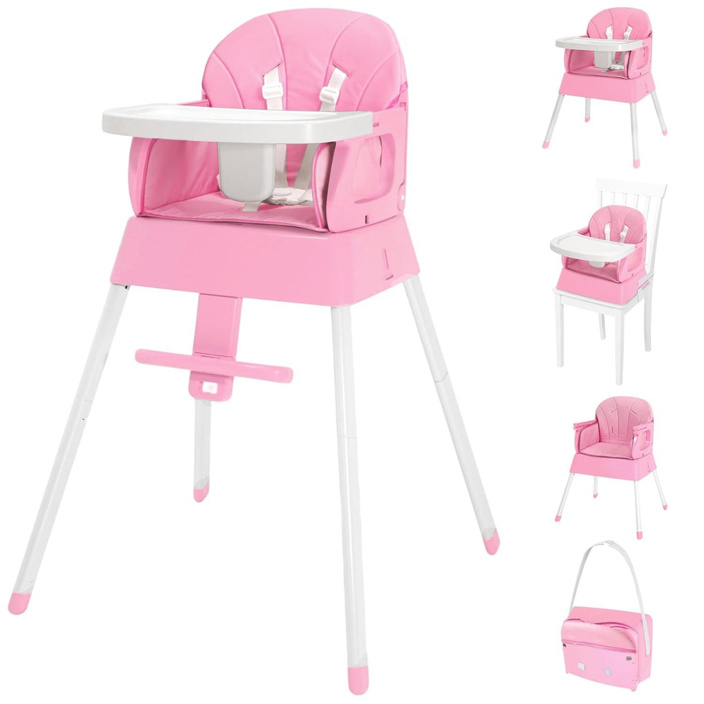 5 in 1 Foldable Baby High Chair,Convertible Highchair for Babies and Toddlers-Portable Infant Booster Seat,Carry Small Box,Dining Chair,Toddler High Chair with 5-Point Harness