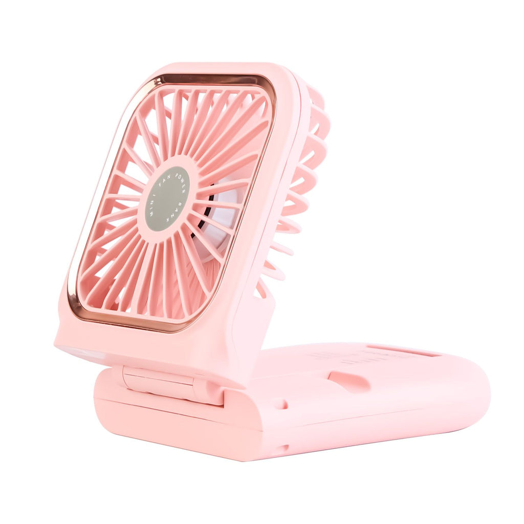5 In 1 Folding Mini Fan Hands-free Rechargeable Neck Fan Handheld Fan with 3 Speeds Power Bank Phone Holder Neck Strap for Home Office Travel Dormitory