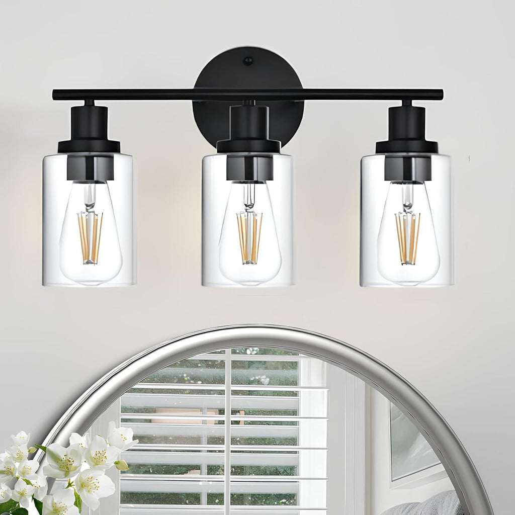 5-Light Bathroom Light Fixtures, Brushed Nickel Modern Vanity Lights Over Mirror with Clear Glass Shade, Bathroom Wall Lamp for Mirror Kitchen Living Room Hallway Cabinet Porch Bedroom Reading room