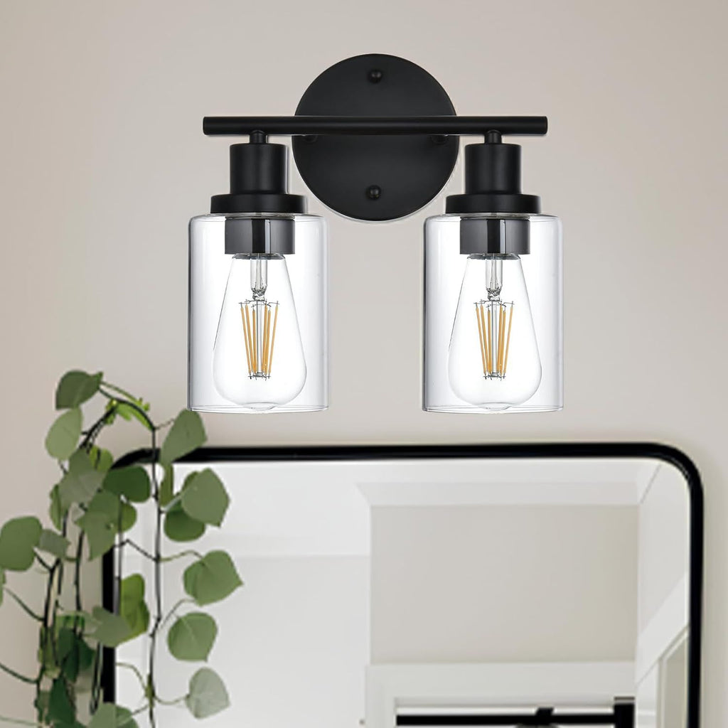 5-Light Bathroom Light Fixtures, Brushed Nickel Modern Vanity Lights Over Mirror with Clear Glass Shade, Bathroom Wall Lamp for Mirror Kitchen Living Room Hallway Cabinet Porch Bedroom Reading room