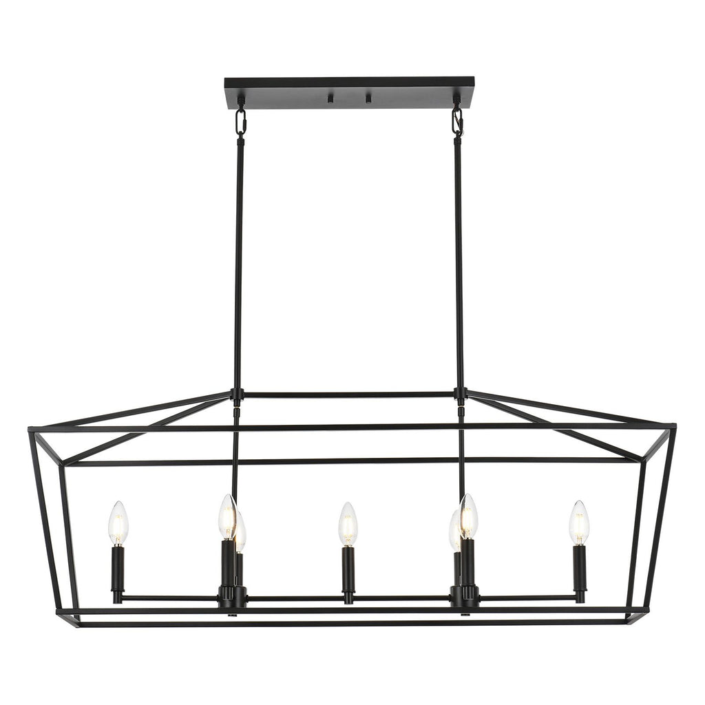 5-Light Kitchen Island Lighting Linear Traditional Classic Chandeliers, Farmhouse Dining Room Light Candle Pendant Lighting Hanging Matte Black Finish for Foyer Restaurant, E12 Base