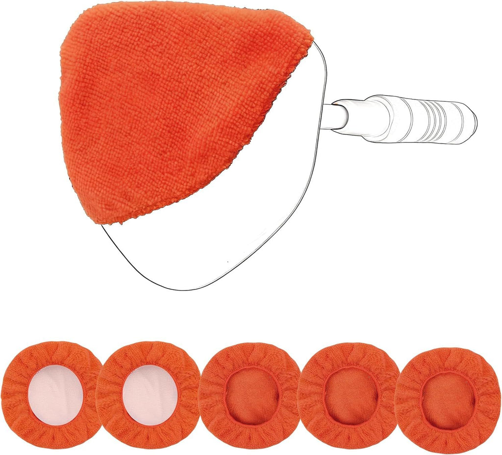 5 Pack Microfiber Pads – Replacement Heads Cover for Windshield Cleaner Tools. Washable & Reusable Triangle Pads (Red). Fits Window Reach Tool - Handle Not Included