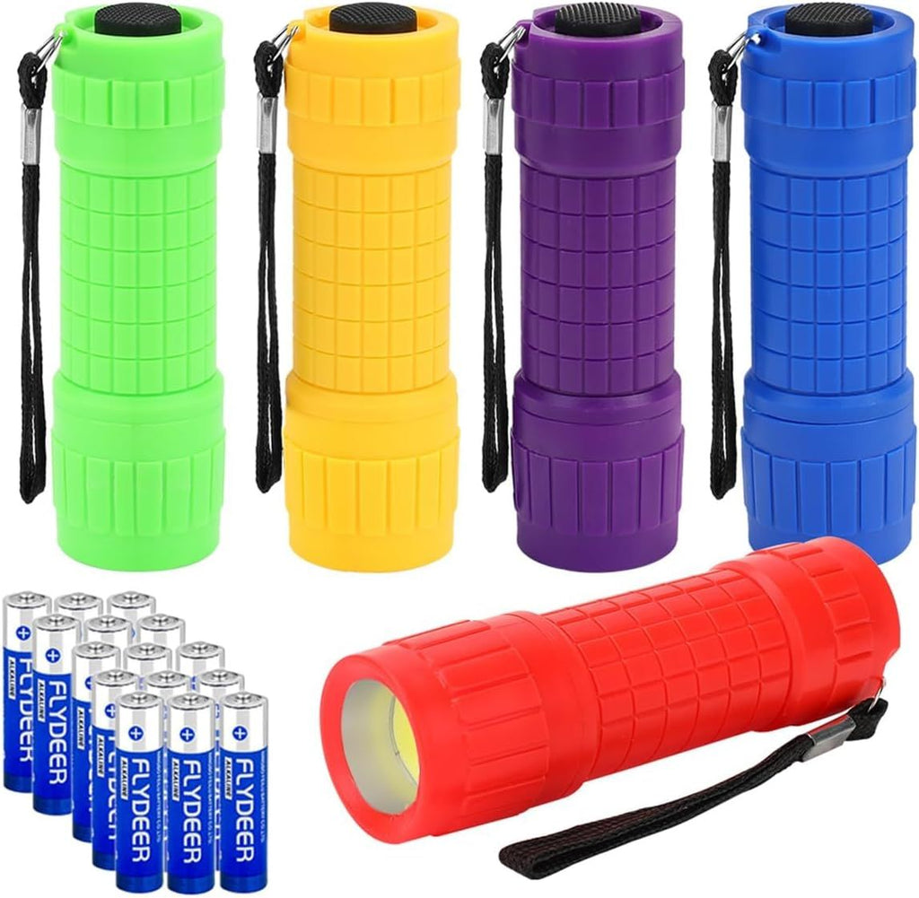 5 Pack Plastic Small Mini LED Flashlight COB Flashlights for Kids 100 Lumen with Batteries High CRI for Bright Flash Light Kids Flashlights Christmas Gifts Stocking Stuffers