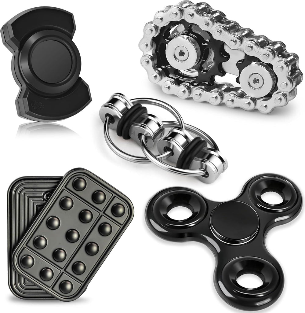 5 Pcs Fidget Toys Adults & Teen Metal Fidgets Spinner Magnetic Slider Cool Gadgets Office Desk Toy