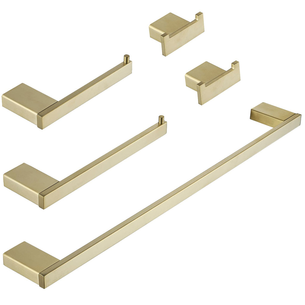 5-Piece Bath Hardware Set with Towel Bar Towel Hook Toilet Paper Holder