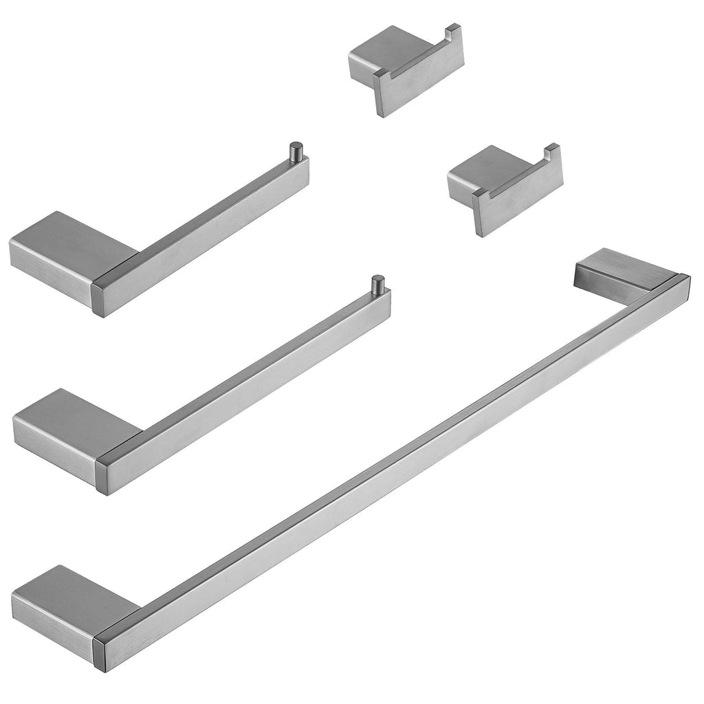 5-Piece Bath Hardware Set with Towel Bar Towel Hook Toilet Paper Holder