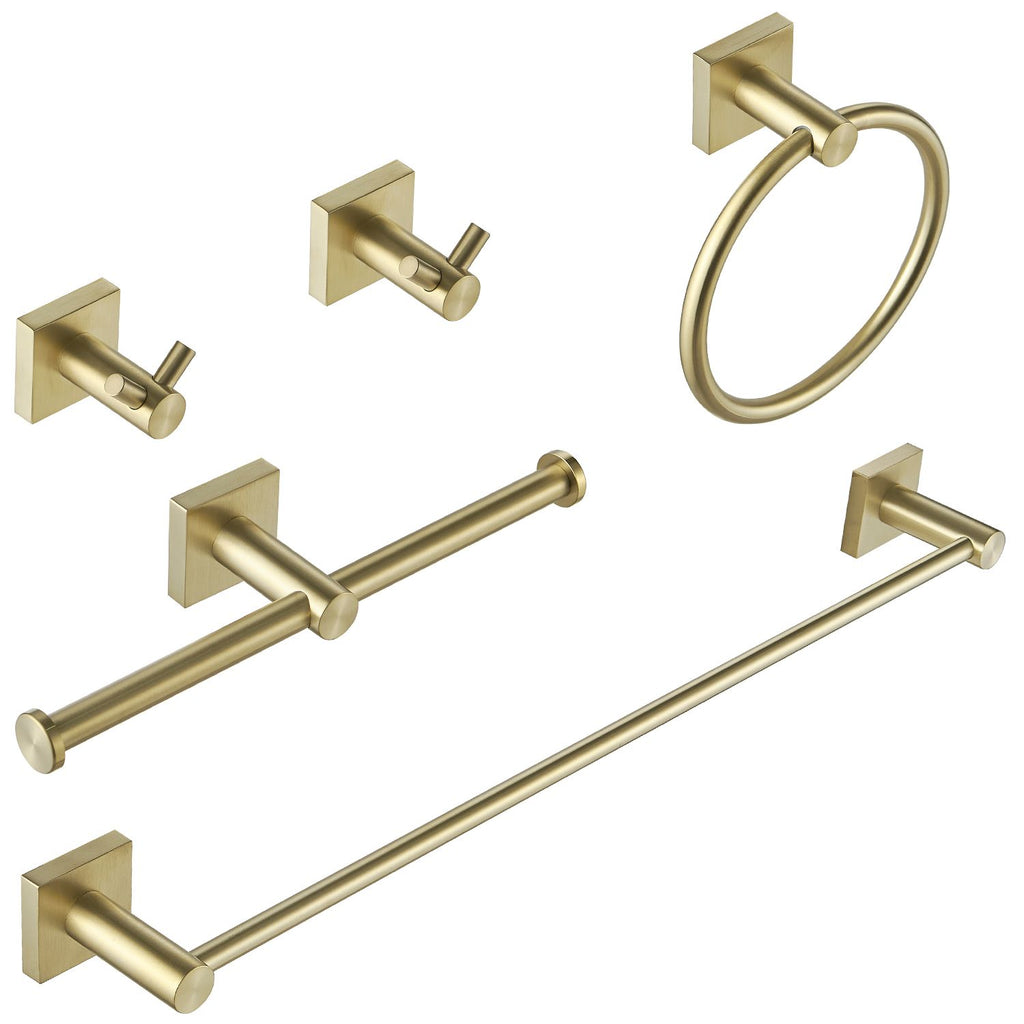 5-Piece Bath Hardware Set with Towel Bar Towel Ring Towel Hook Toilet Paper Holder in Brushed Nickel
