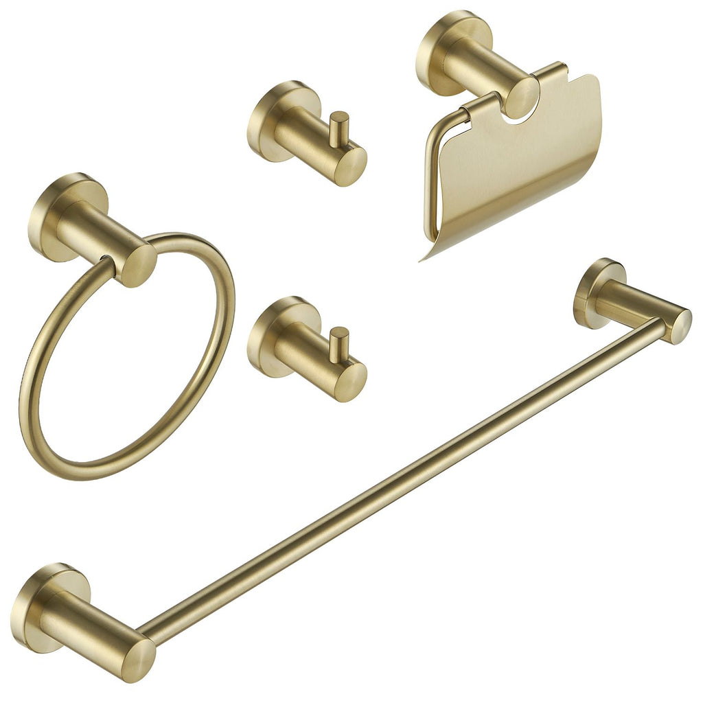 5-Piece Bath Hardware Set with Towel Bar Towel Ring Towel Hook Toilet Paper Holder