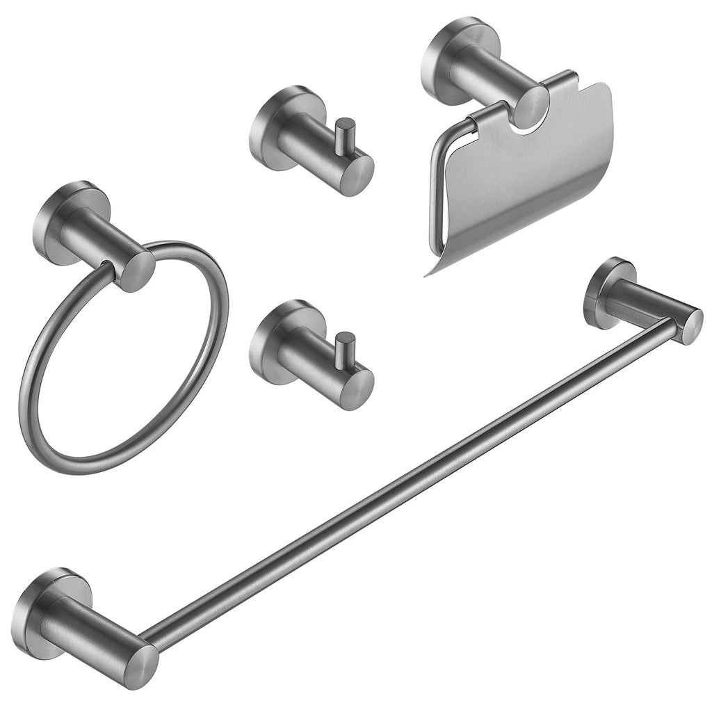 5-Piece Bath Hardware Set with Towel Bar Towel Ring Towel Hook Toilet Paper Holder