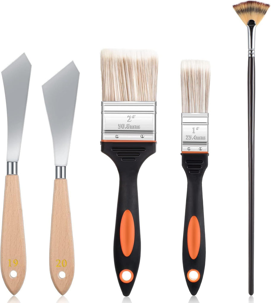 5 Pieces Painting Knife Set Background Blender Brush and Fan Blender Artist