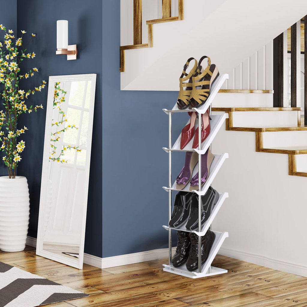 5 Tier/8 Tier Vertical Shoe Rack Narrow Free Standing Storage Organizer for Entryway Space-Saving Stackable Shoe Holder Corner Shoe Tower For Entryway Bedroom Hallway Living Room