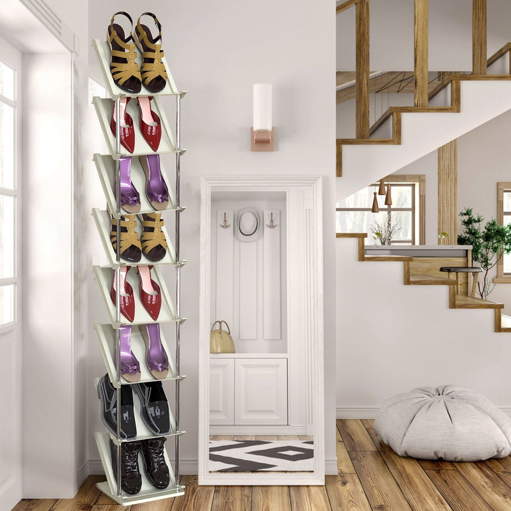 5 Tier/8 Tier Vertical Shoe Rack Narrow Free Standing Storage Organizer for Entryway Space-Saving Stackable Shoe Holder Corner Shoe Tower For Entryway Bedroom Hallway Living Room