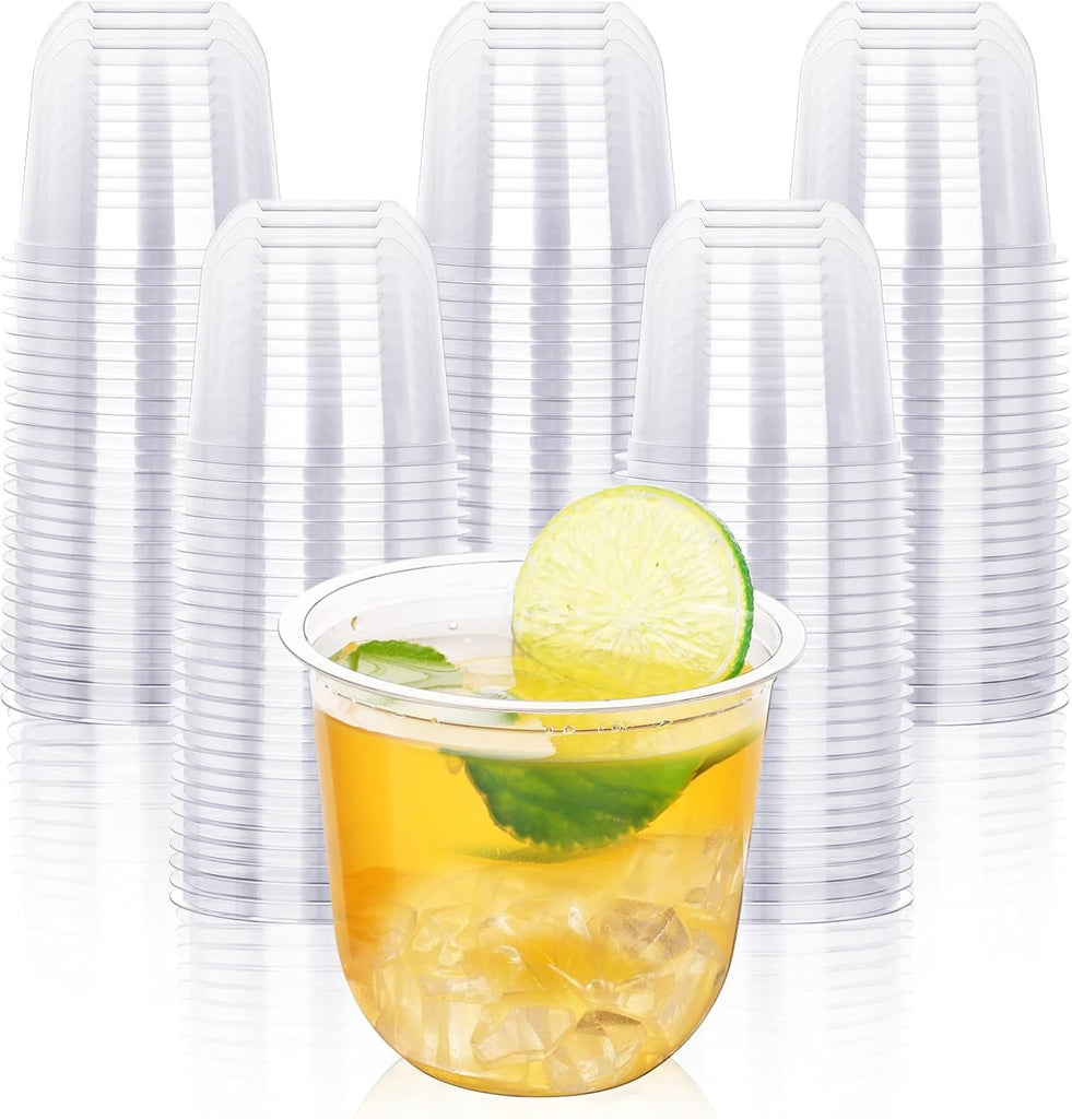 50 Pcs Disposable Stemless Glasses 12oz Crystal Plastic Wine Glasses Clear Classic Cup for Meeting Weddings Birthdays Cocktail Christmas Party Supplies