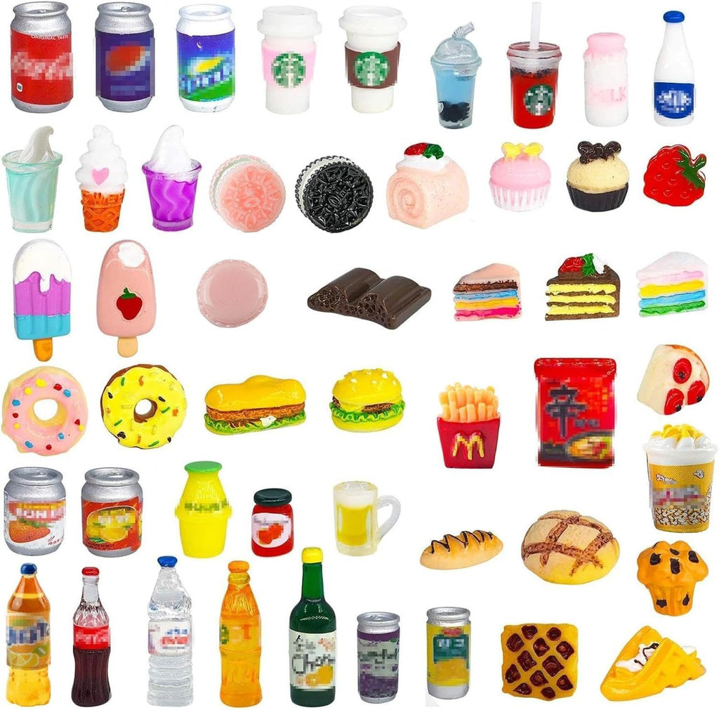 50 Pcs Miniature Food Drink Bottles Soda Pop Cans