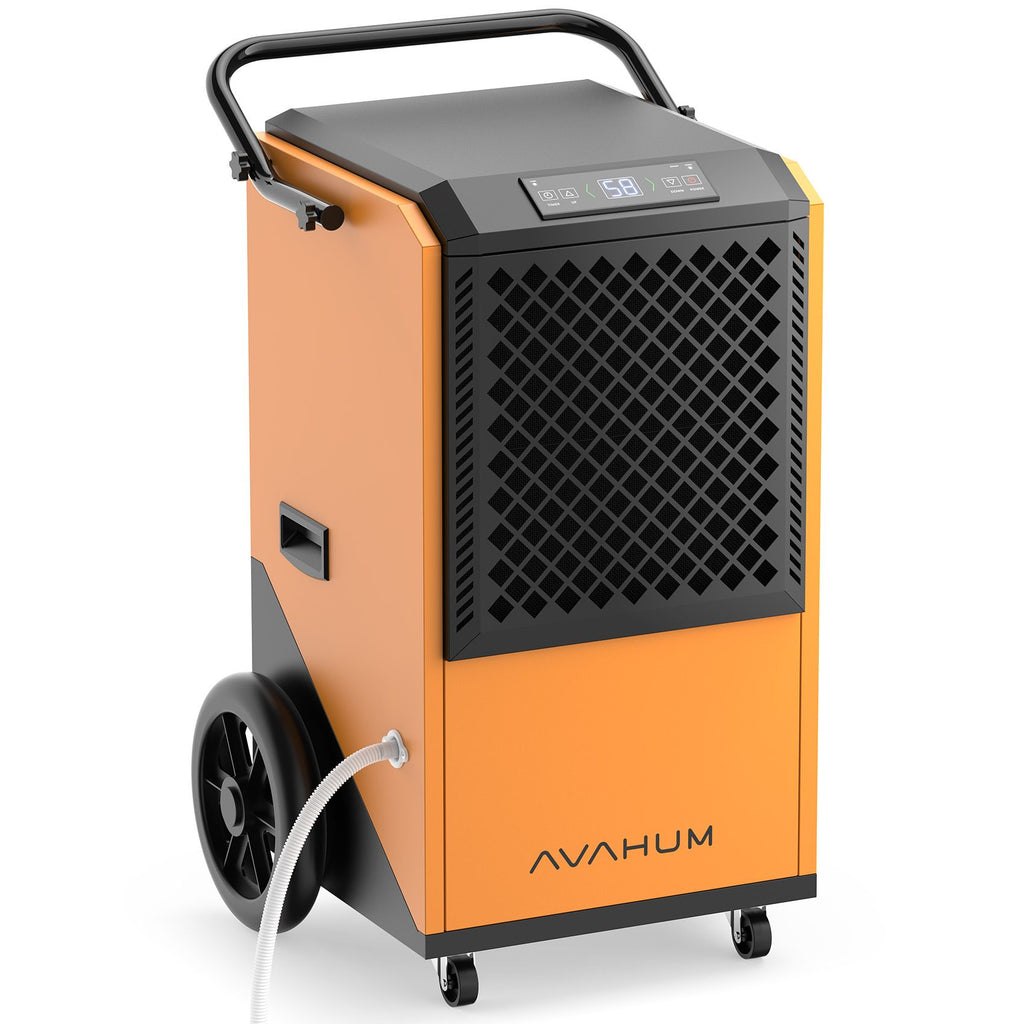 50 pt. 9,000 sq. ft. Bucket Less Commercial Dehumidifier with Drain Hose Auto Defrost for Basement Warehouse in. Orange