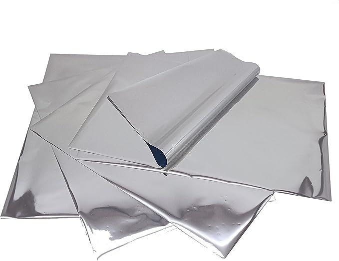 50 Sheets A4 Size Reactive Foil Transfer Foil Paper Use Laminator Laser Printer, Transfer Craft Foil for Handmade Craft Accessories (Silver)