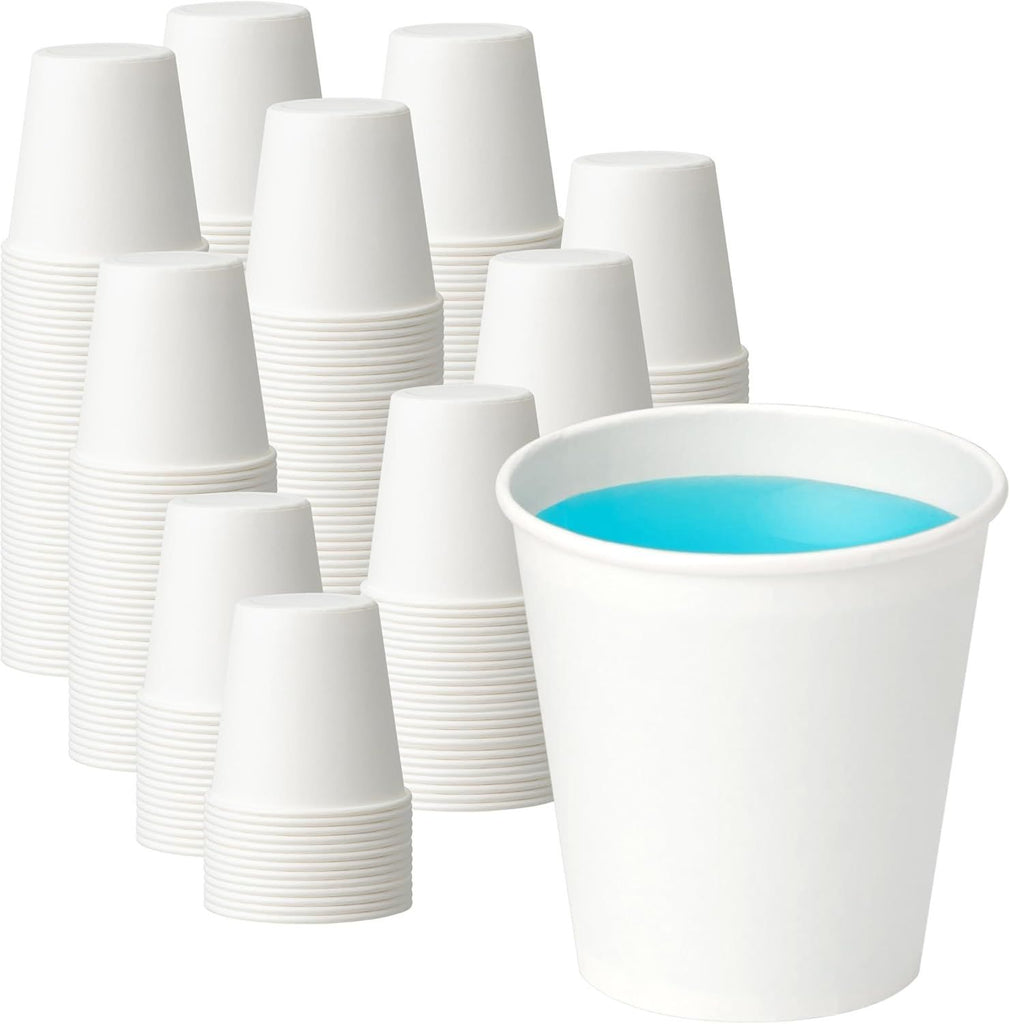 500 Pack 3 oz Disposable Paper Cups for Bathroom, Mouthwash Cups, White Small Drinking Cups, Leak-Free Small Coffee Cup for Daily Use, Travel, and Camping