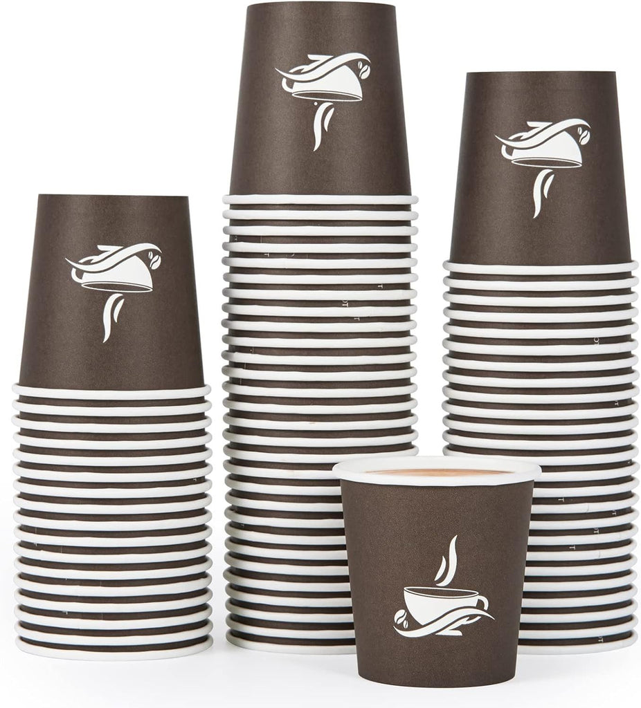500 Pack 4 oz Paper Cups, Brown Disposable Hot Coffee Cups for Party, Picnic, Travel, and Events