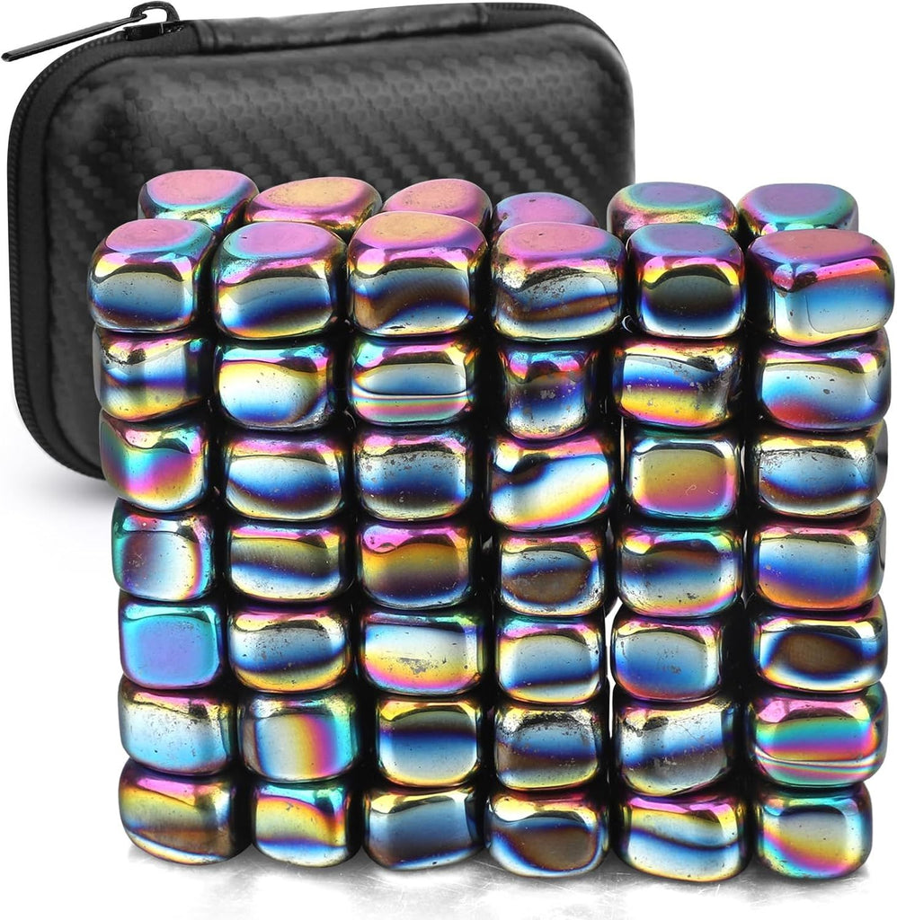 500g Magnetic Stones Rock Fidget Toys for Adults, Magnetic Game, Smooth Ferrite Putty Stones Replacement Magnet with Fiber Case for Ferrite Putty, Desk Toy Magnet for Whiteboard Office Kitchen