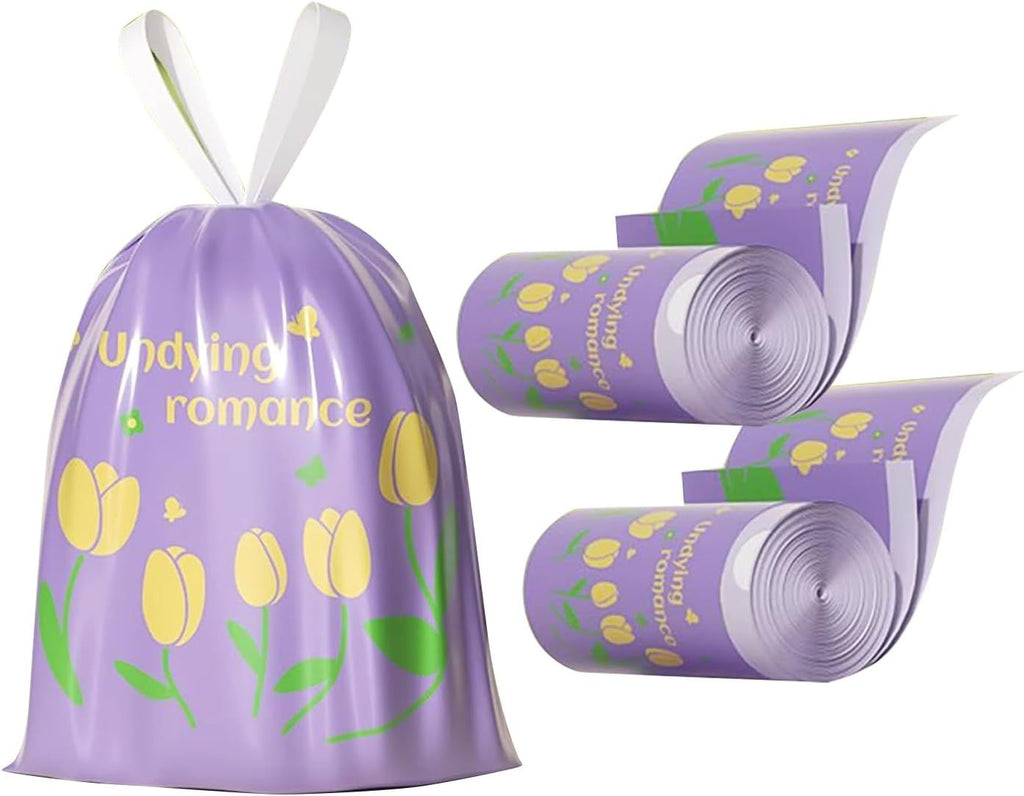 50pcs 4 Gallon Trash Bags Drawstring Tear-Free Separated Plastic Can Liner for Bathroom Office Home Bedroom Small Garbage Basket Bags