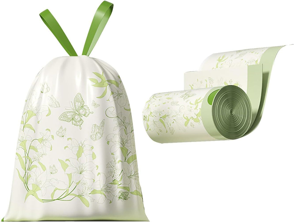 50pcs 4 Gallon Trash Bags Drawstring Tear-Free Separated Plastic Can Liner for Bathroom Office Home Bedroom Small Garbage Basket Bags