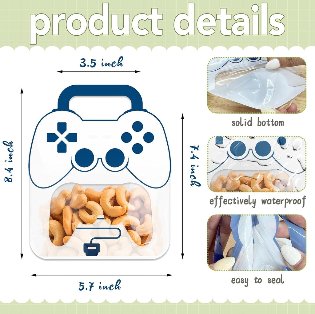 50PCS Bulk Gift Bags for Kids with Handle Children Large Goodie Bags with Stand-up Bottom, Grip Seal Party Favor Bag, Game Party Favor Students Back to School Treat Bag for Birthday, ClassroomGoodie