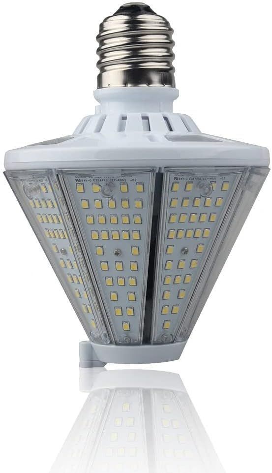 50W LED Corn Cob Bulb, 6500Lm Triangle Cone E26 Base Post Top Light, 5000K Metal Halide Replace for Porch, Wall Pack, Canopy, Warehouse, Street, Garden