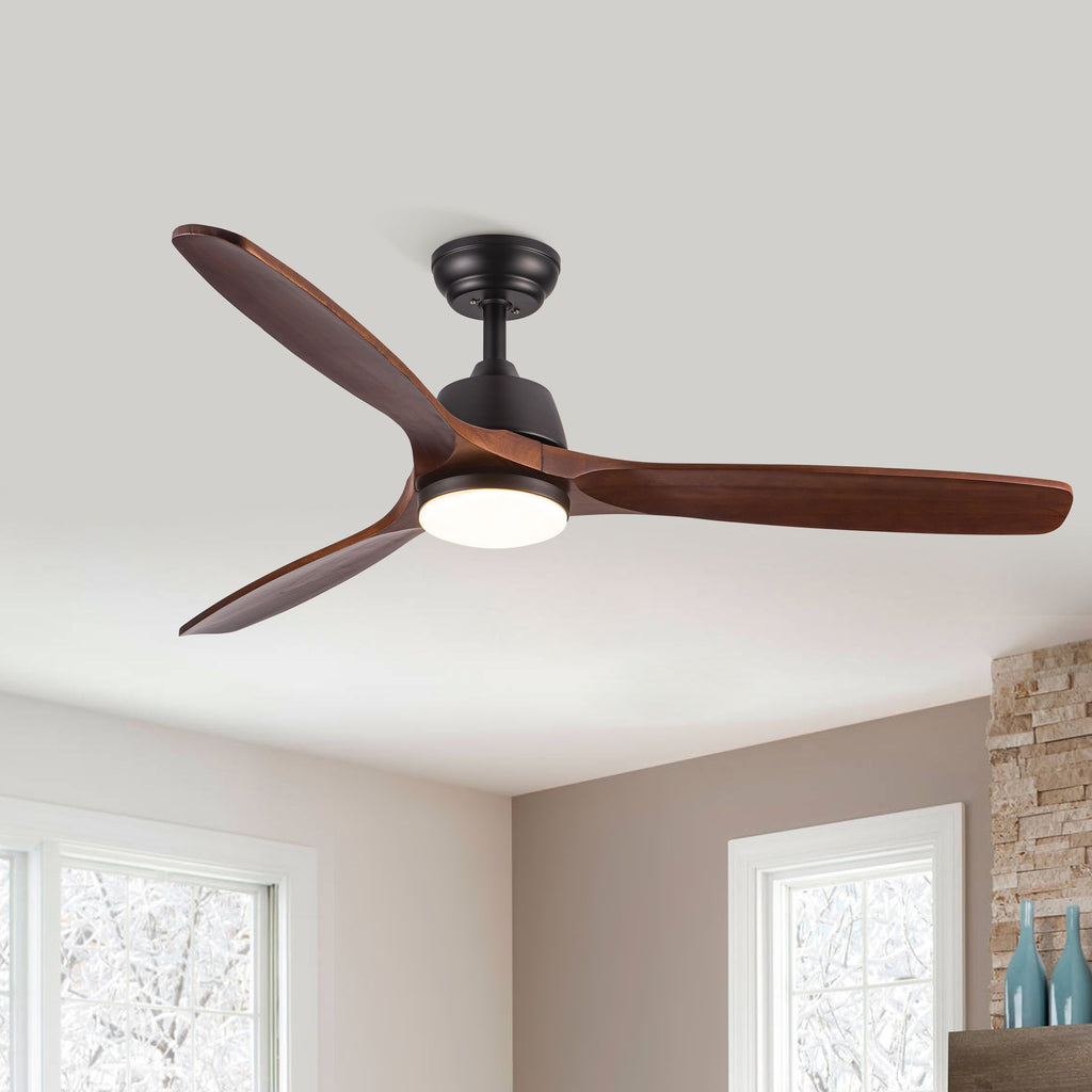 52 in. Integrated LED Farmhouse Indoor/Outdoor Black Smart Ceiling Fan with Remote Control