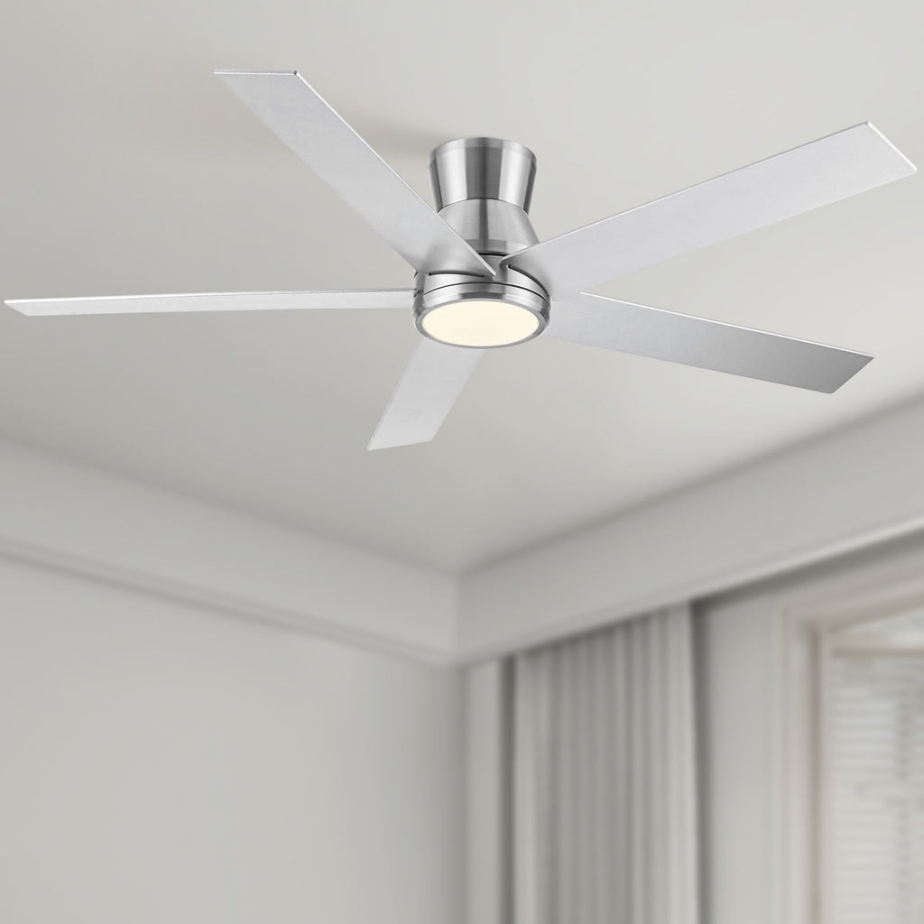 52 in. Nickel Lowe Profile Ceiling Fan with Light