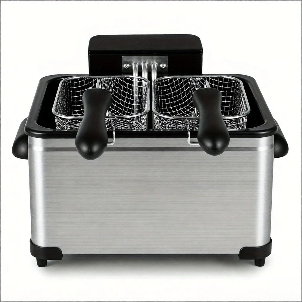 5.3-Qt Electric Deep Fryer with 3 Baskets 1700W Power LED Touch Screen Display And 6 Cooking Presets for Kitchen Use