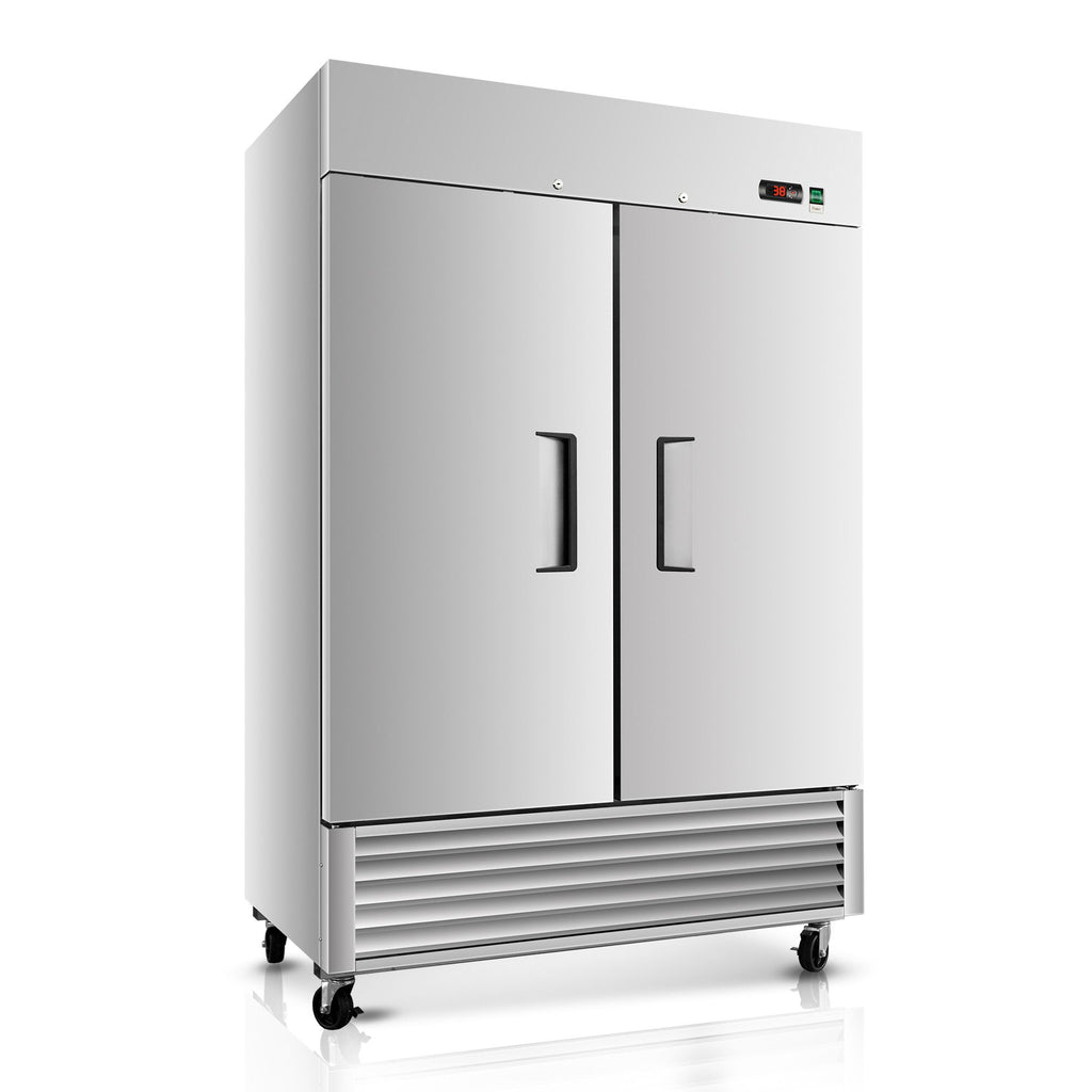 54" Commercial Refrigerator 49 Cu.ft with 2 Solid Door Reach-In Refrigerators Stainless Steel ETL Approved Upright Fridge Storage