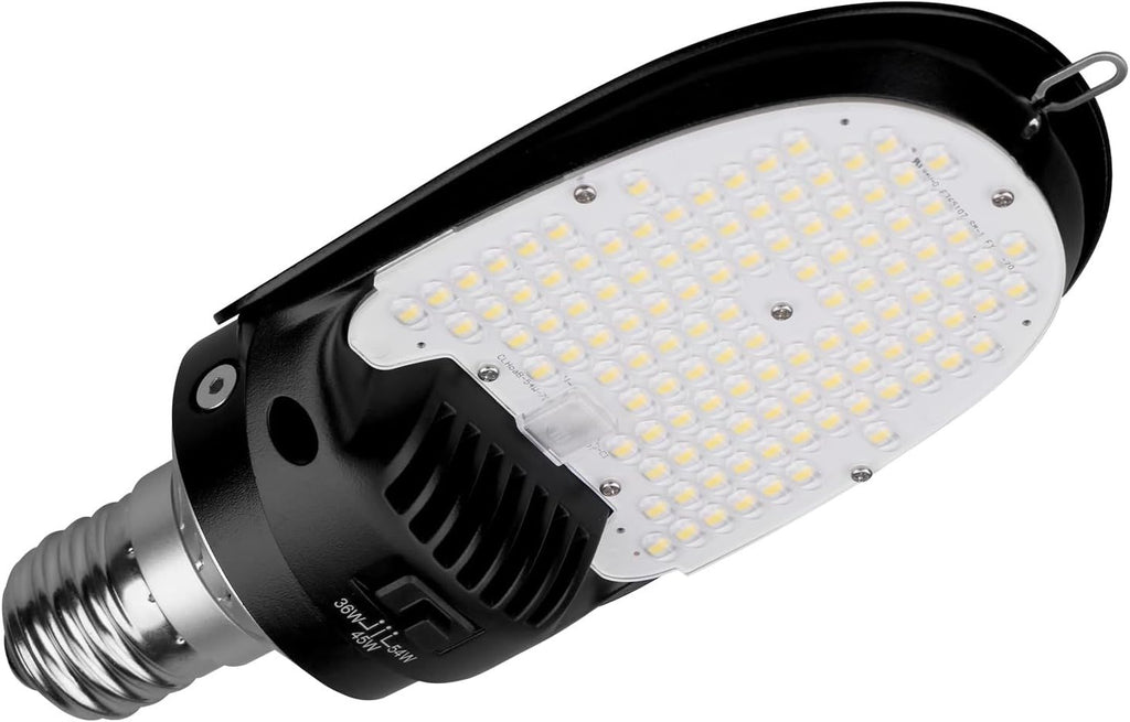 54W Corn COB LED Light, 7300Lm Directional Bulb with Rotatable E39 Mogul Base, 5000K 180° Paddle Lamps, 36W/45W/54W Tunable, Retrofit 200w Metal Halide for Parking Lot Shoebox Lighting