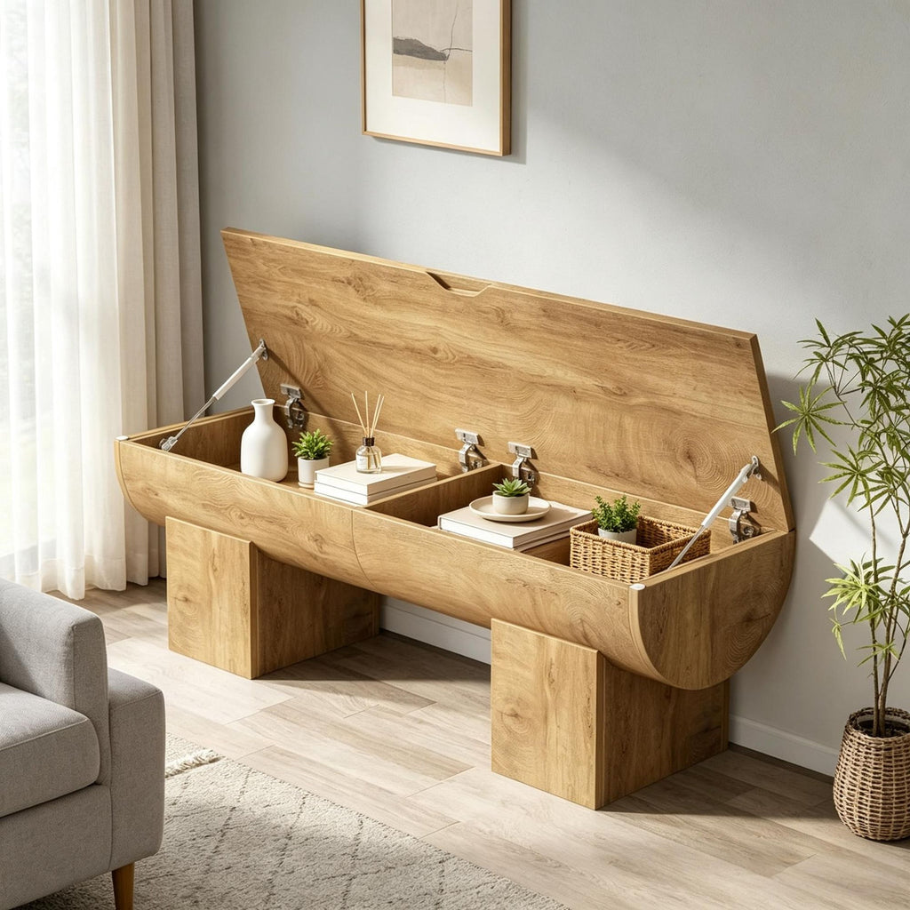 55" Farmhouse Style Storage Bench Shoe Bench with Flip-Top for Entryway Living Room - Wood Construction