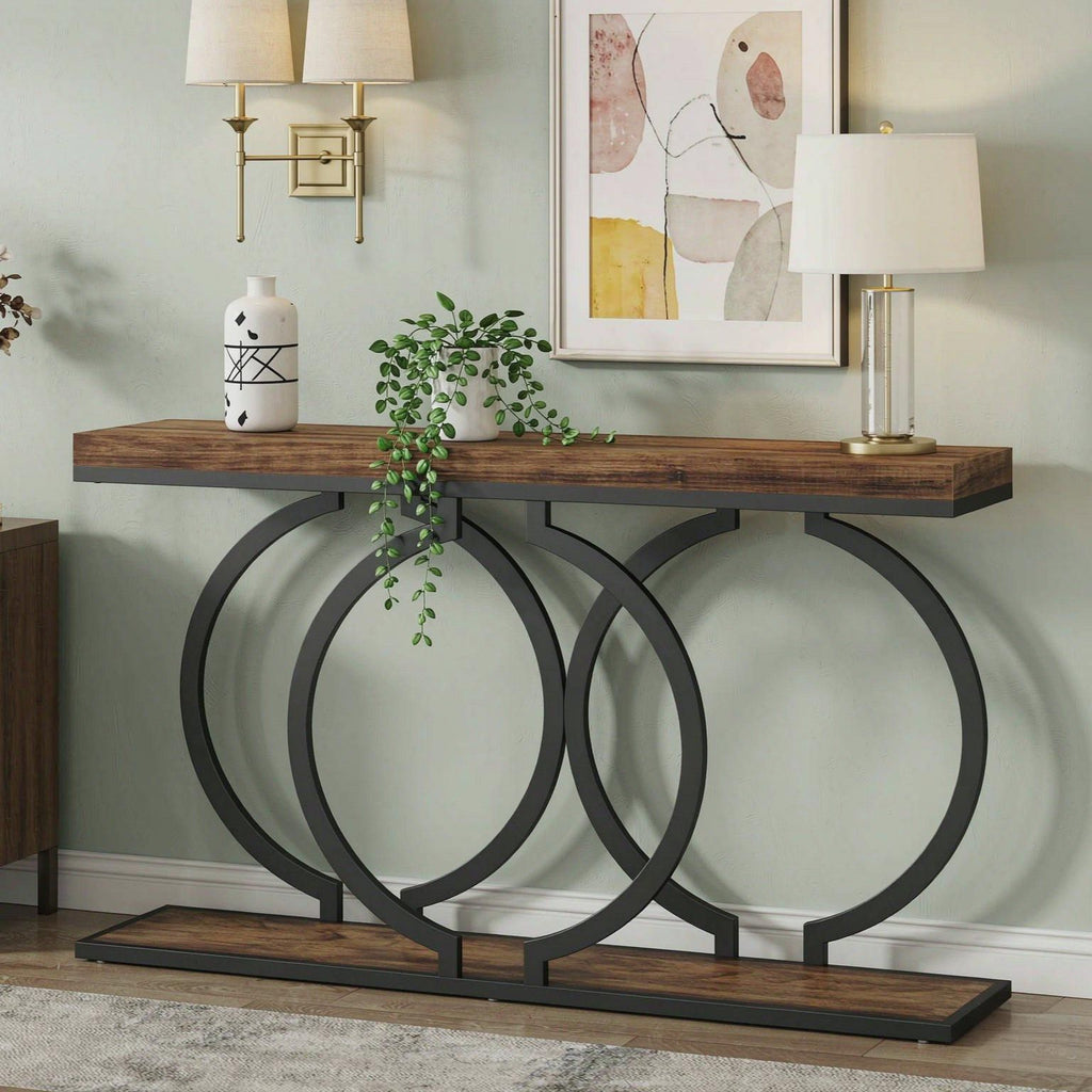 55" Faux Marble Console Table for Entryway Modern Simple Living Room Decor Hallway Furniture