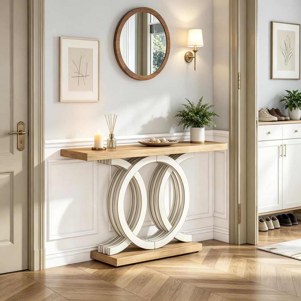 55" Geometric Console Table Modern Minimalist Design for Entryway And Living Room  Furniture