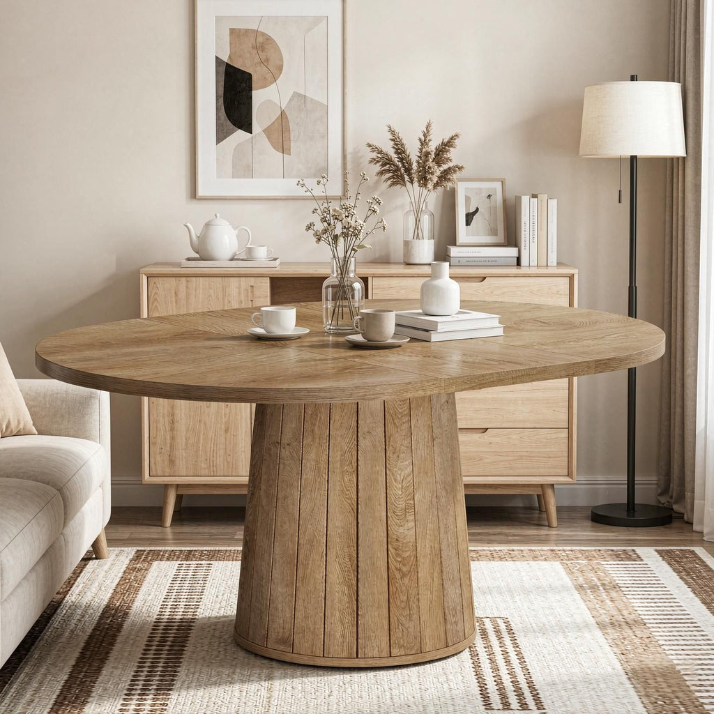 55" Oval Meeting Table Wood Conference Table for 6 People Office Furniture round Table