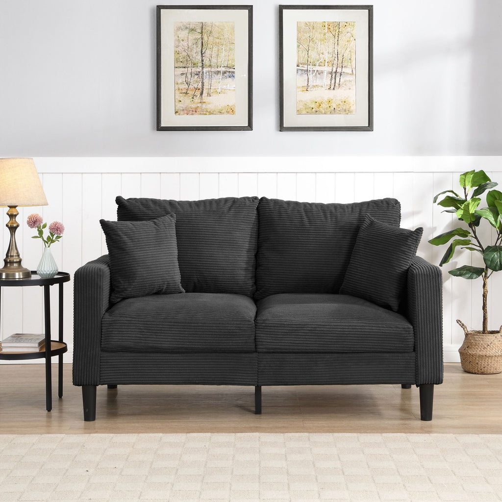 57 " High Resilience Loveseat Sofa, Wooden Frame 2 Seat Sofa, Comfy , Small Space Saving Modern Upholstered Sofa, Living Room Bedroom Apartment Small Space