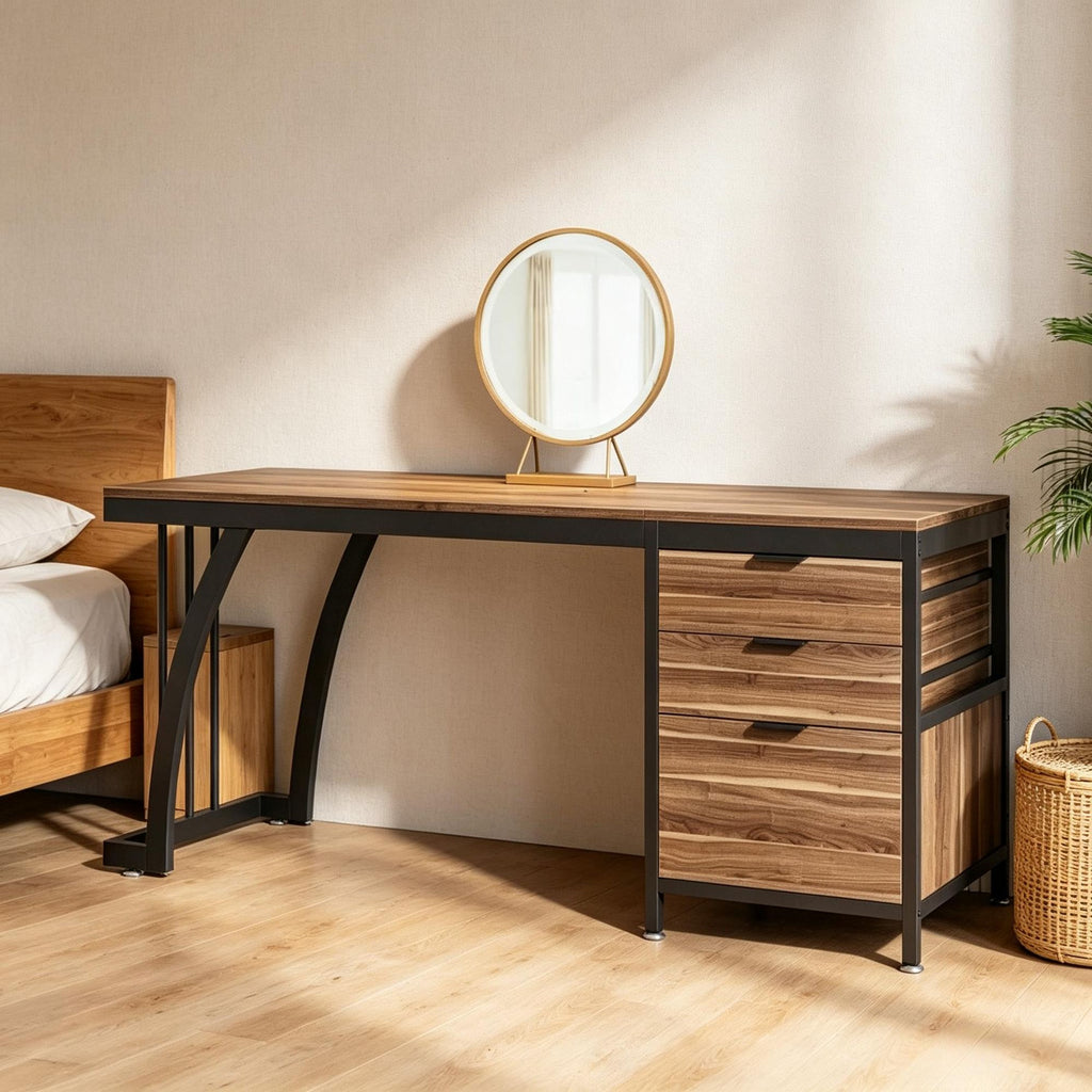 59" 3-Drawer Makeup Vanity Desk with Reversible Drawers Dressing Table for Bedroom Furniture And Home Decor
