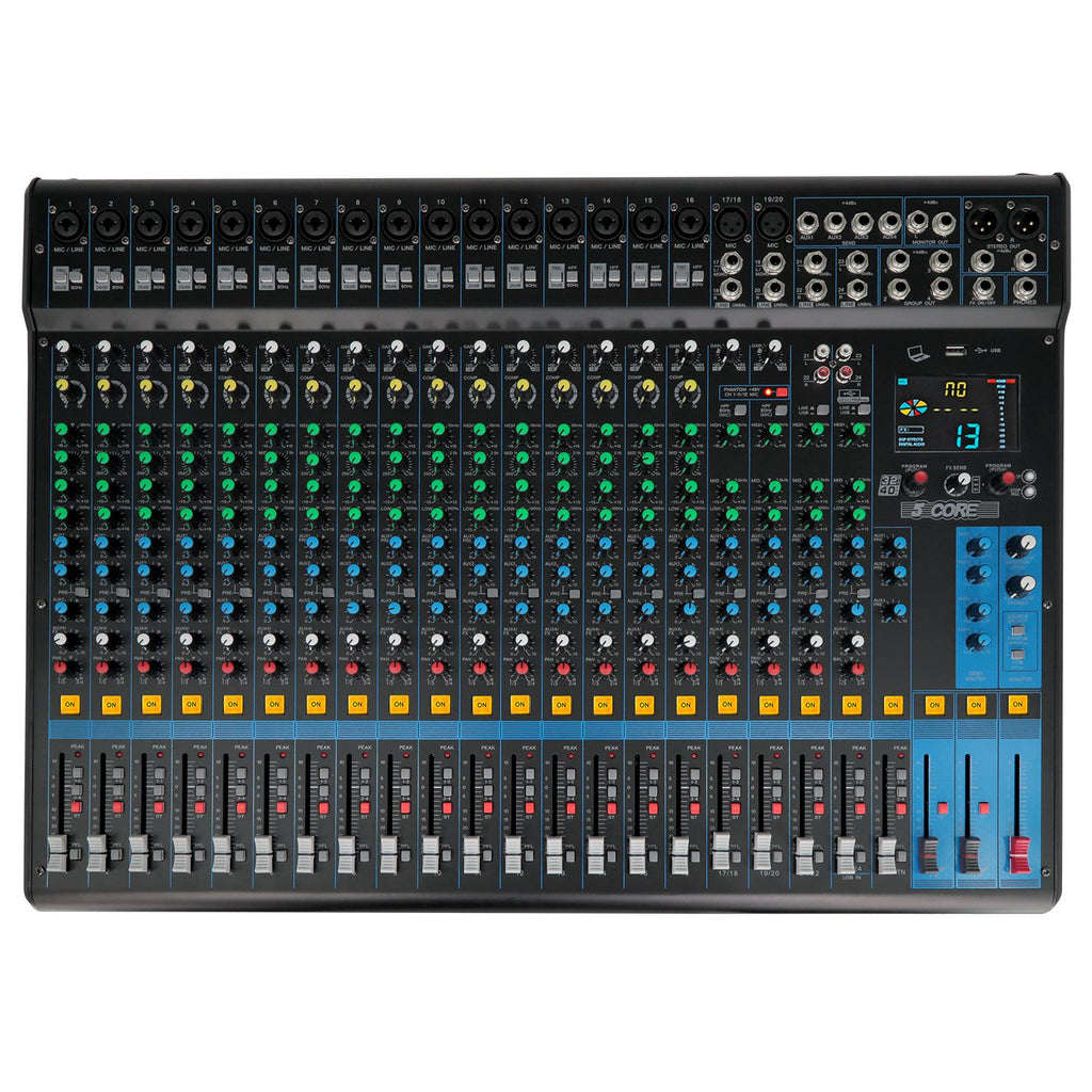 5Core Audio DJ Mixer 12 Channel Sound Board Console w 99 DSP Effect 48V Phantom Power - MX 12CH XU