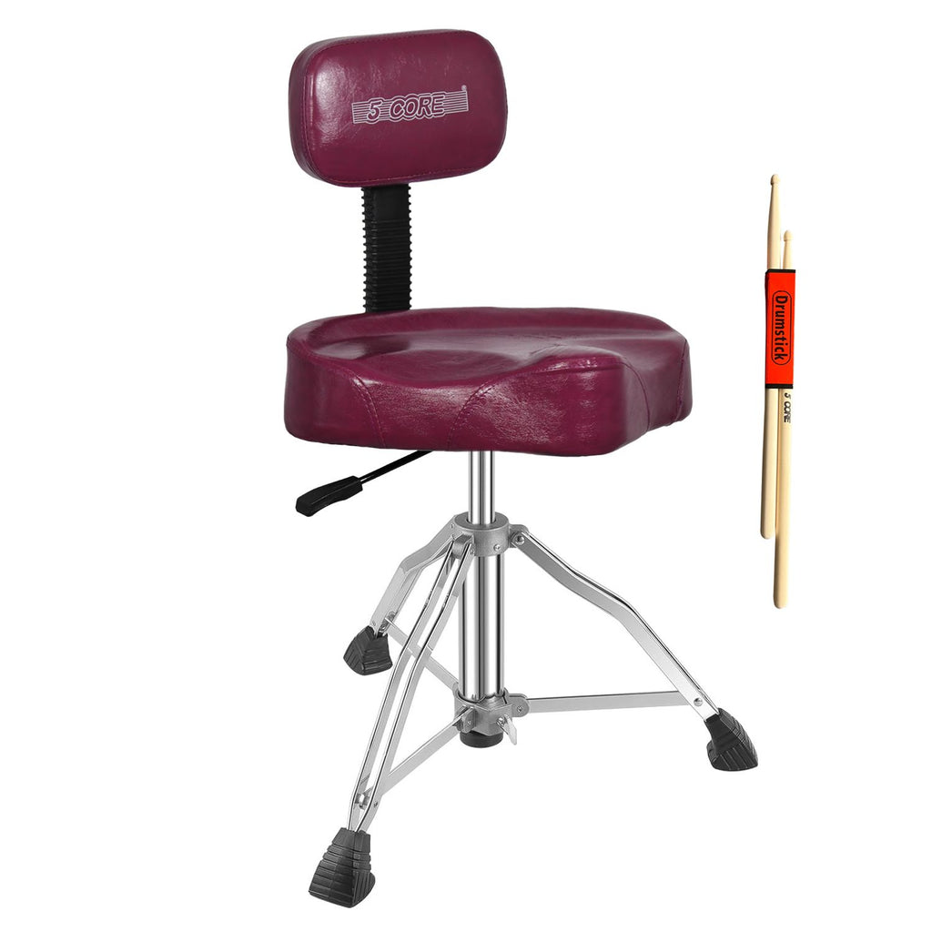 5Core Drum Throne 4" Cushion Padded Stool w Backrest Airlift Height Adjustable Chair w 441Lb Capcity