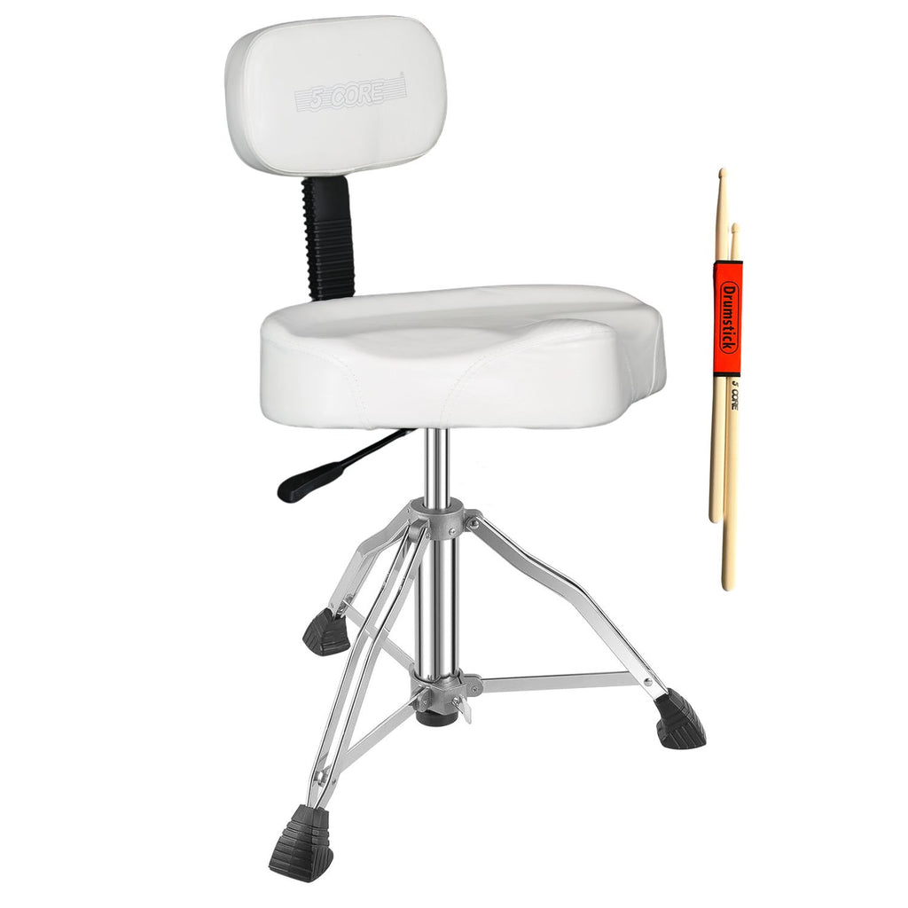 5Core Drum Throne 4" Cushion Padded Stool w Backrest Airlift Height Adjustable Chair w 441Lb Capcity