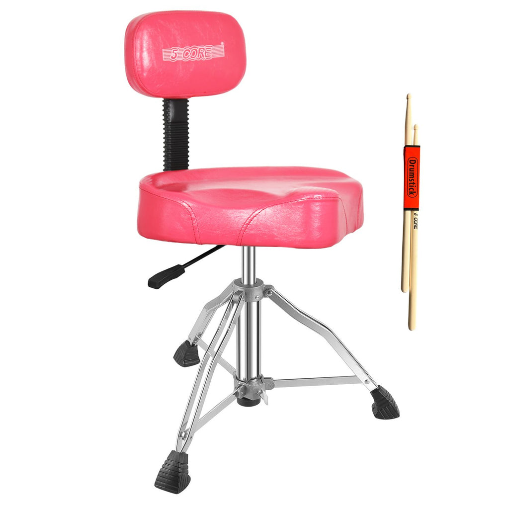 5Core Drum Throne 4" Cushion Padded Stool w Backrest Airlift Height Adjustable Chair w 441Lb Capcity