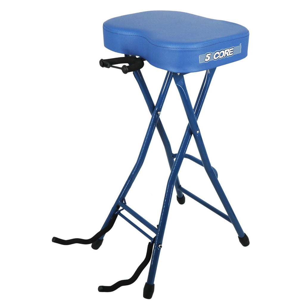 5Core Guitar Stool 3.15" Padded Chair Foldable Heavy Duty Music Seat Built in Foot Rest Guitar Stand