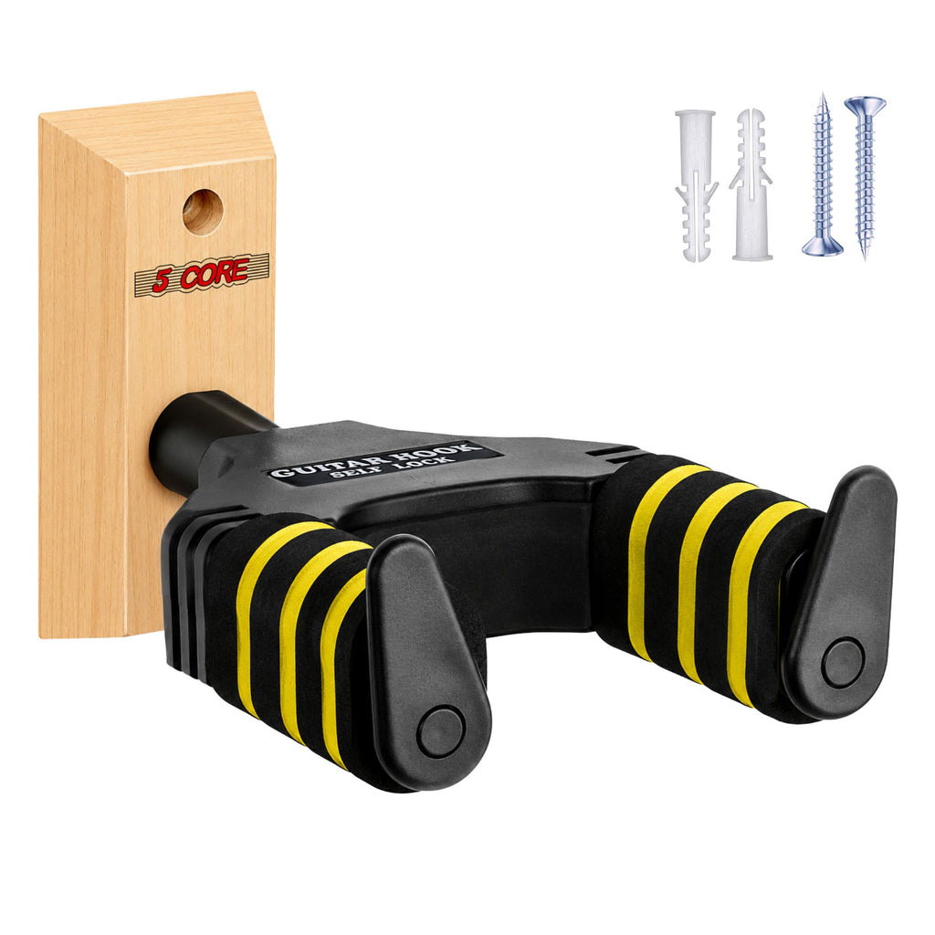 5Core Guitar Wall Mount Hanger Hook Metal Base Soft Padding Adjustable Rotatable Holder