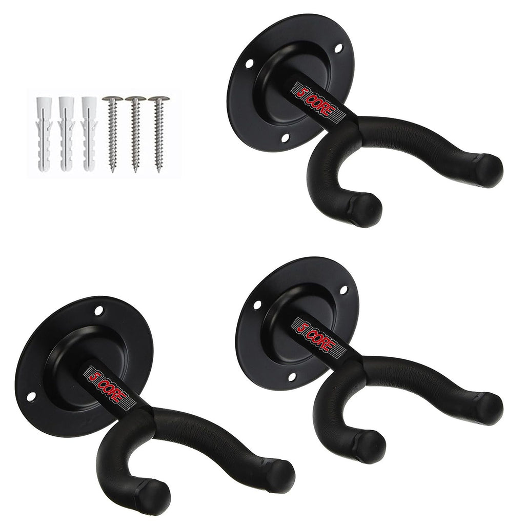 5Core Guitar Wall Mount Hanger Hook Metal Base Soft Padding Adjustable Rotatable Holder