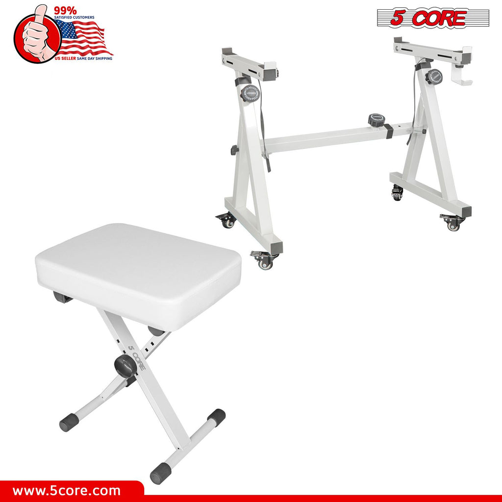5Core Keyboard Stand Padded Bench Combo Set for Keyboardists Adjustable Portable