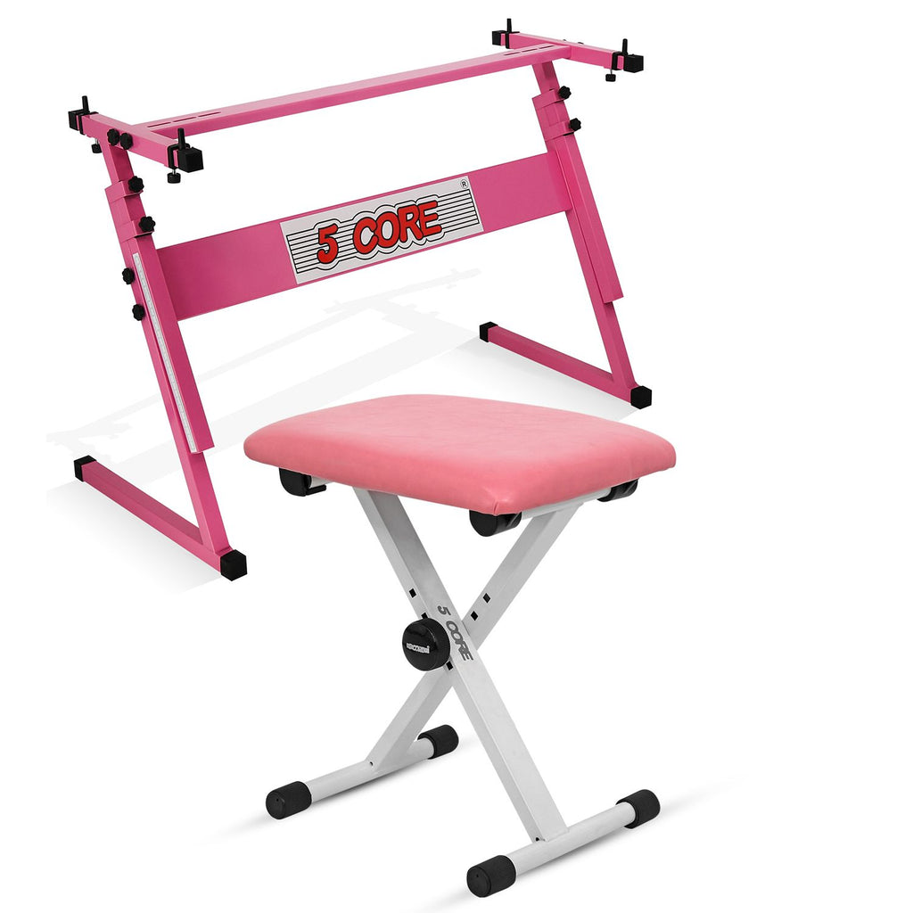 5Core Keyboard Stand Padded Bench Combo Set for Keyboardists Adjustable Portable