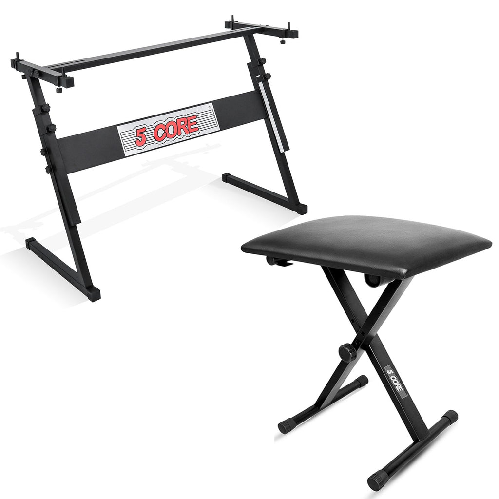 5Core Keyboard Stand Padded Bench Combo Set for Keyboardists Adjustable Portable