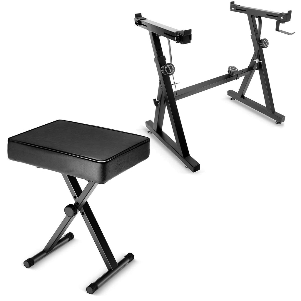 5Core Keyboard Stand Padded Bench Combo Set for Keyboardists Adjustable Portable