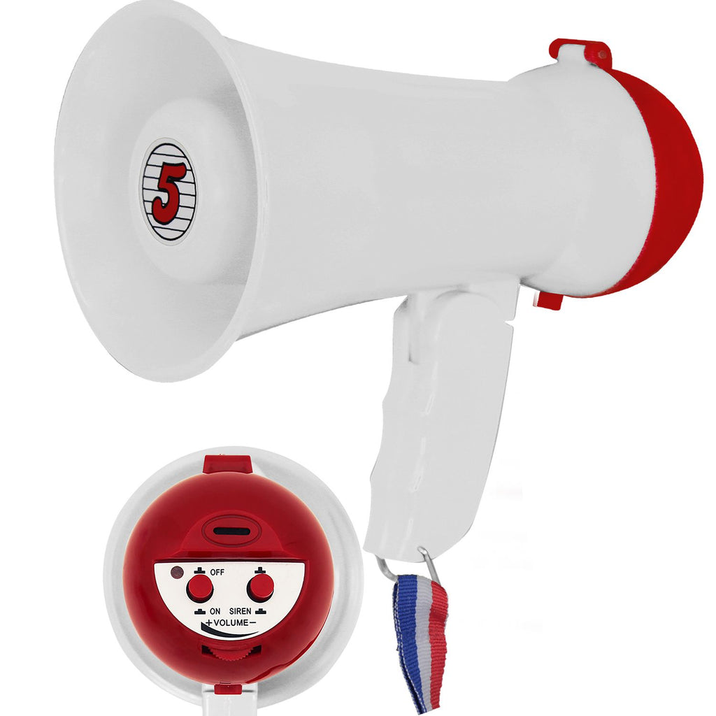 5Core Megaphone 15W Bull Horn Kids PA Speaker w 400 Yards Range Siren Lightweight Loud Mini Megafono